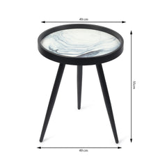De Maison Decor Oceara Wooden Round Side Table - Set of 2 - Black Wood & White