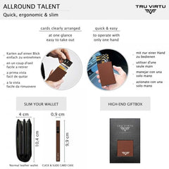 Tru Virtu 24101000104 Card Case Click & Slide Brown Solid Pattern Wallet