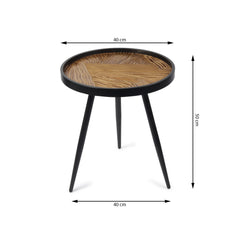 De Maison Decor Round Wooden Side Table Set of 2 -  Black & Brown