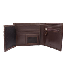 ARCADIO Men's Wallet Crock ‘N’ ROLL Bifold Brown Croc Pattern Leather Wallet for Unique Birthday Anniversary Gift for Men Boy Love Husband Employees Clients