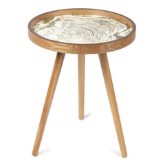 De Maison Decor Oakveil Brown Table Medium  - Gold & White