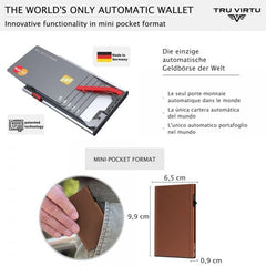 Tru Virtu 24101000104 Card Case Click & Slide Brown Solid Pattern Wallet