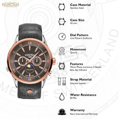 ROAMER Superior Moonphase Multifunction Brown Round Dial Men's Watch- 508821 47 53 05