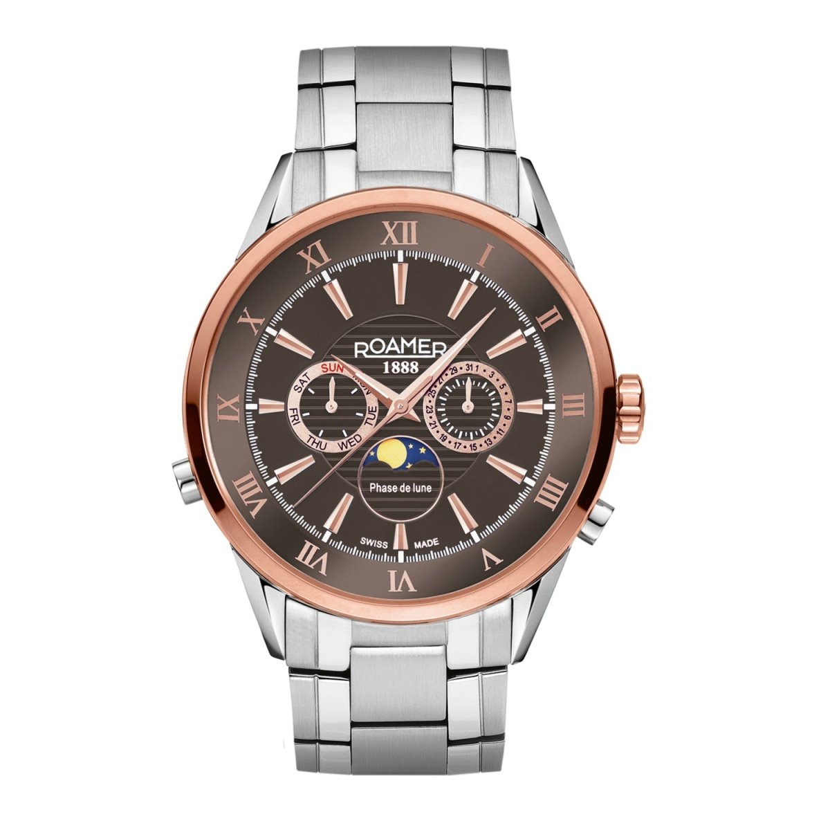 ROAMER Superior Moonphase Multifunction Brown Round Dial Men's Watch- 508821 47 53 50
