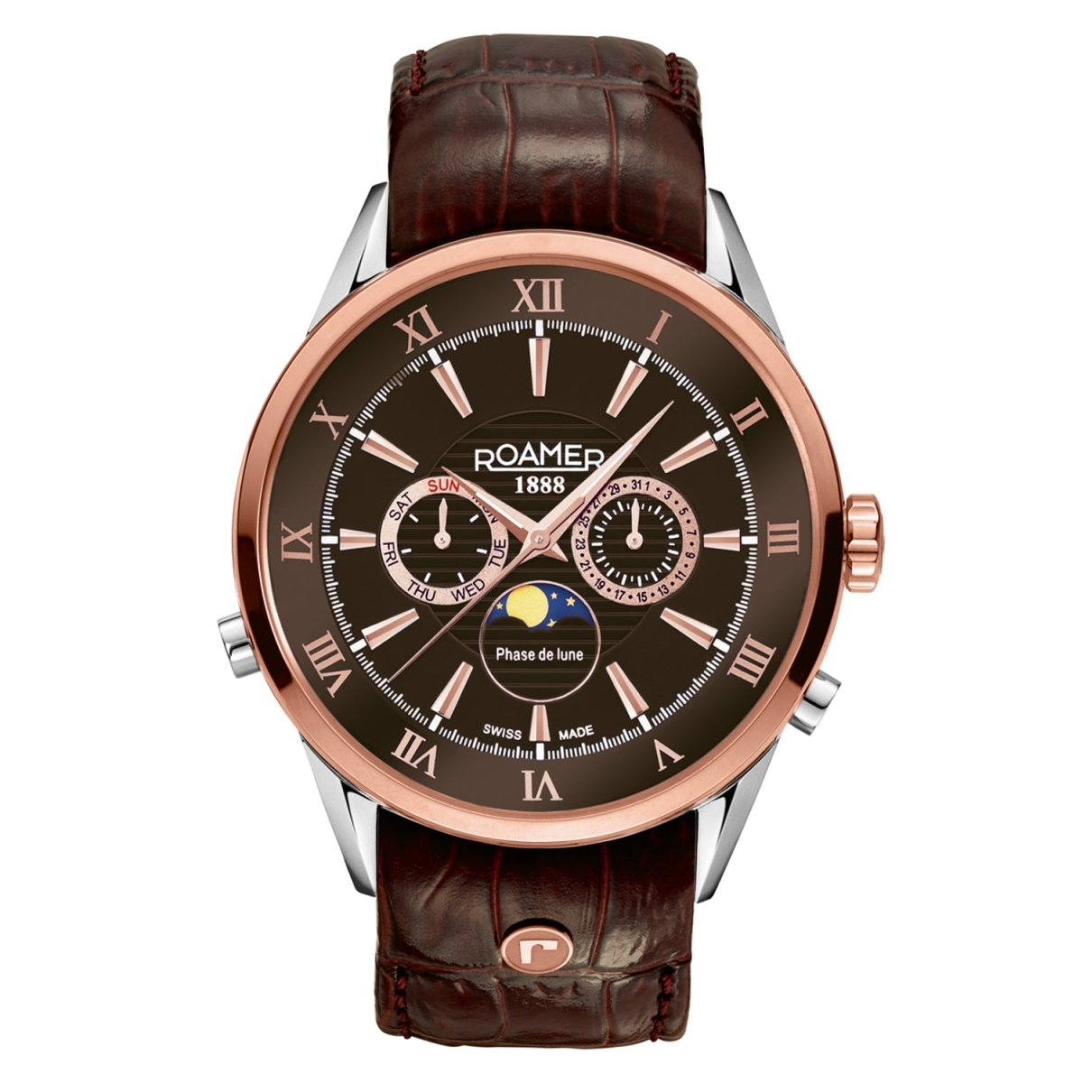 ROAMER Superior Moonphase Multifunction Brown Round Dial Men's Watch- 508821 47 63 05