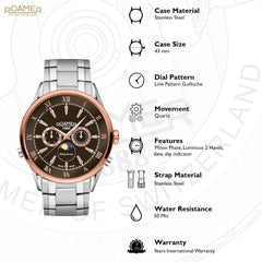 ROAMER Superior Moonphase Multifunction Brown Round Dial Men's Watch- 508821 47 63 50