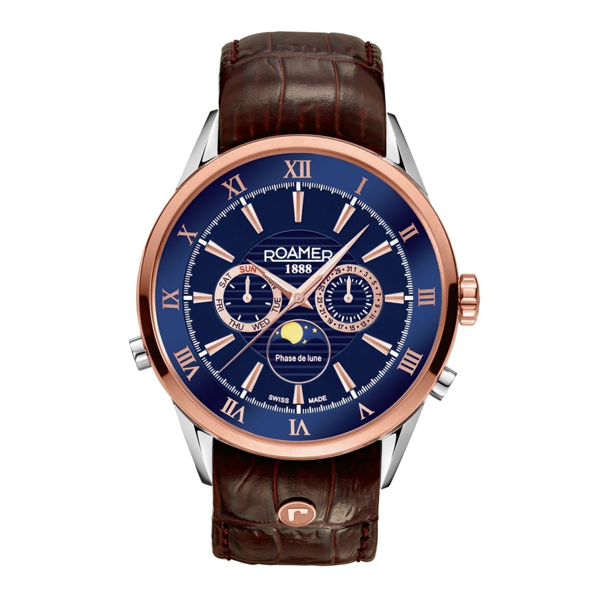 ROAMER Superior Moonphase Multifunction Blue Round Dial Men's Watch- 508821 49 43 05