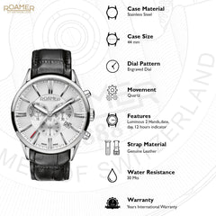 ROAMER Superior Chronograph Silver Round Dial Men's Watch- 508837 41 15 05