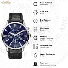 ROAMER Superior Chronograph Blue Round Dial Men's Watch- 508837 41 45 05