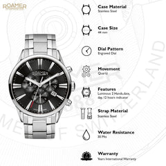 ROAMER Superior Chronograph Black Round Dial Men's Watch- 508837 41 55 50