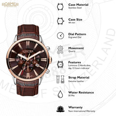 ROAMER Superior Chronograph Brown Round Dial Men's Watch- 508837 41 65 05