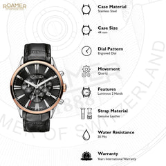 ROAMER Superior Chronograph Black Round Dial Men's Watch- 508837 41 75 05