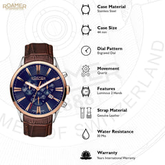 ROAMER Superior Chronograph Blue Round Dial Men's Watch- 508837 41 85 05