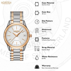 Roamer Superior 3H Ladies Analog Silver Round Dial Women's Watch - 508856 49 15 51