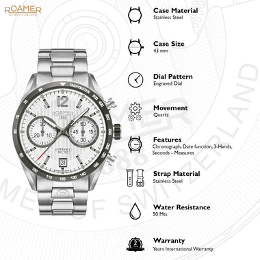 Roamer Superior Chrono II Analog Silver Round Dial Men's Watch - 510902 41 14 50