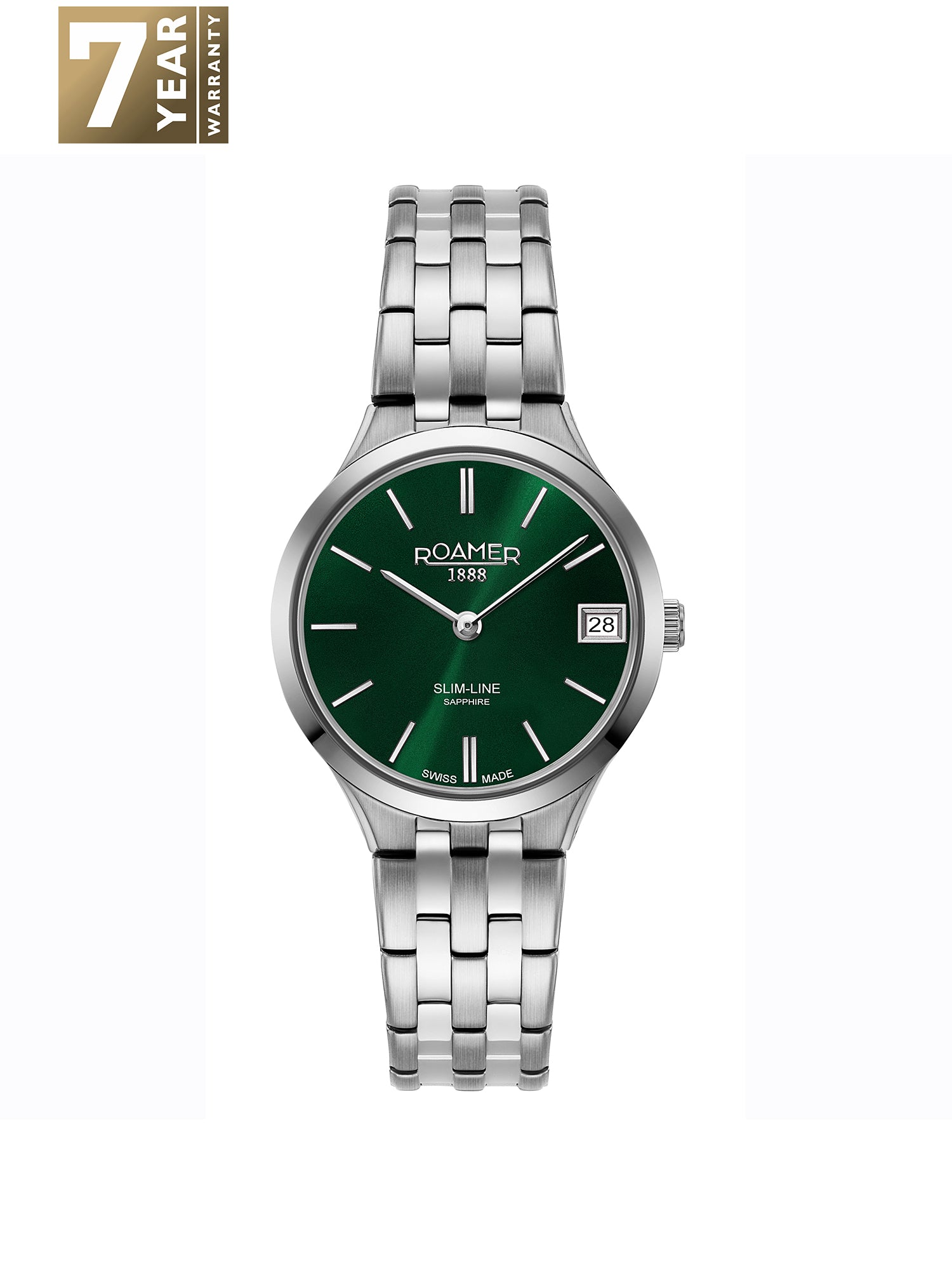 Roamer Slim-Line Classic Ladies Analog Green Round Dial Women's Watch - 512857 41 75 20