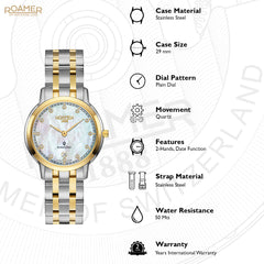 Roamer Superslender Ladies Analog White MOP Round Dial Women's Watch - 515811 47 29 50
