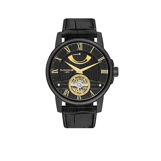 EARNSHAW FLINDERS Mechanical Automatic Black Round Dial Men's Watch- ES-8081-05