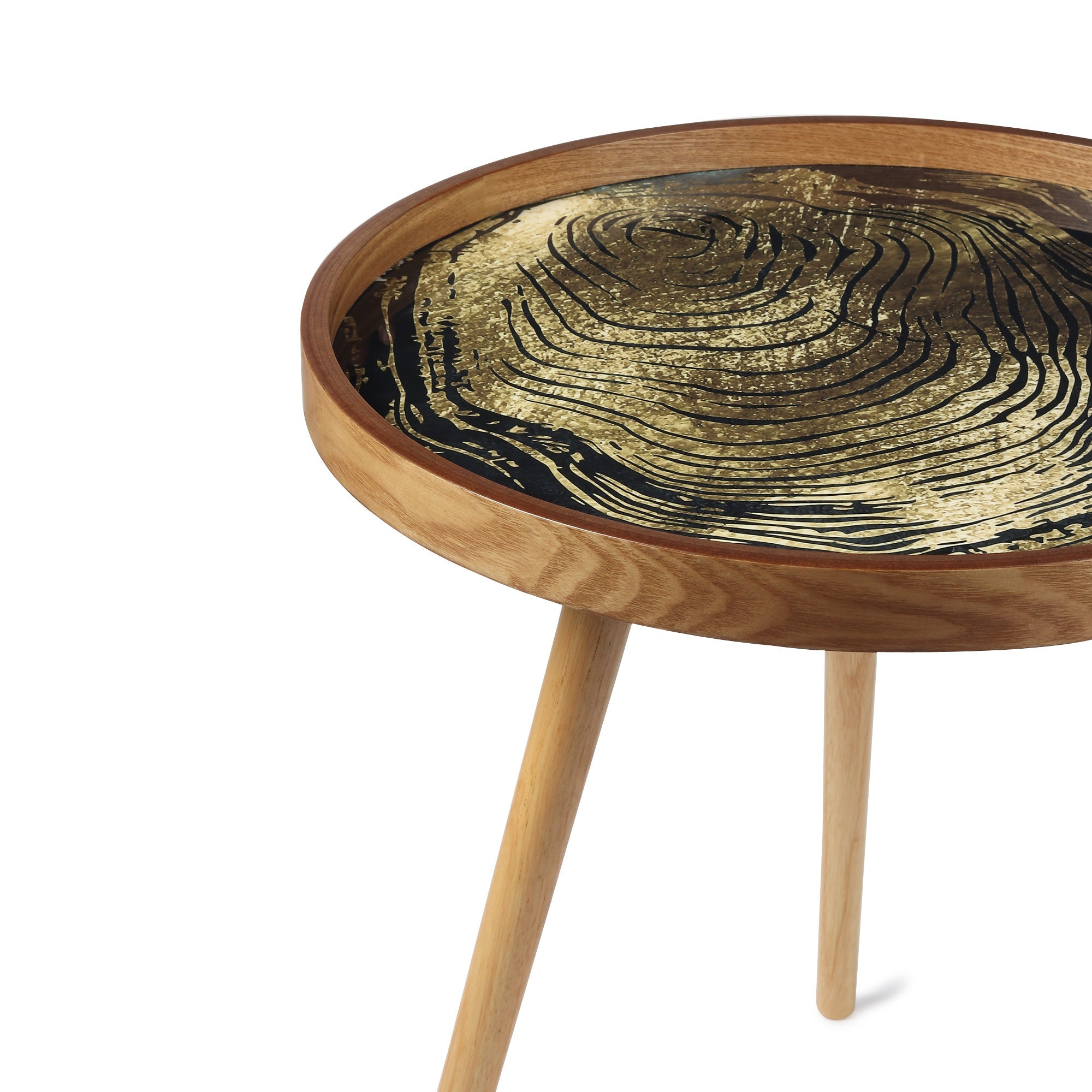 De Maison Decor Oakveil Brown Table Large - Gold & Black