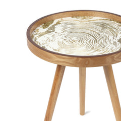 De Maison Decor Oakveil Brown Table Medium  - Gold & White
