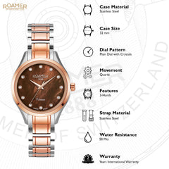 Roamer Venus Analog Brown MOP Round Dial Women's Watch - 600847 47 69 60