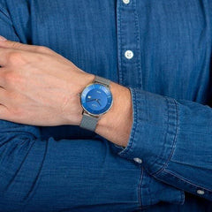 Obaku Nordlys 
Cyan
Solar Solar  Blue Round Dial Men's Watch -  V222GRCLMC