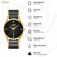 Roamer C-Line Gents DIA Analog Black Round Dial Men's Watch - 657833 48 59 60