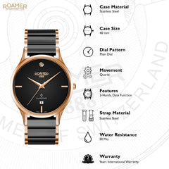Roamer C-Line Gents DIA Analog Black Round Dial Men's Watch - 657833 49 59 60