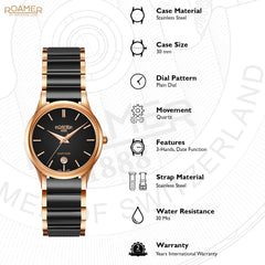 Roamer C-Line Ladies Analog Black Round Dial Women's Watch - 657844 49 55 60