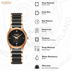 Roamer C-Line Ladies DIA Analog Black Round Dial Women's Watch - 657844 49 59 60