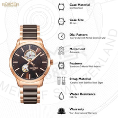 ROAMER C-Line Automatic Brown Round Dial Men's Watch- 672661 49 65 60