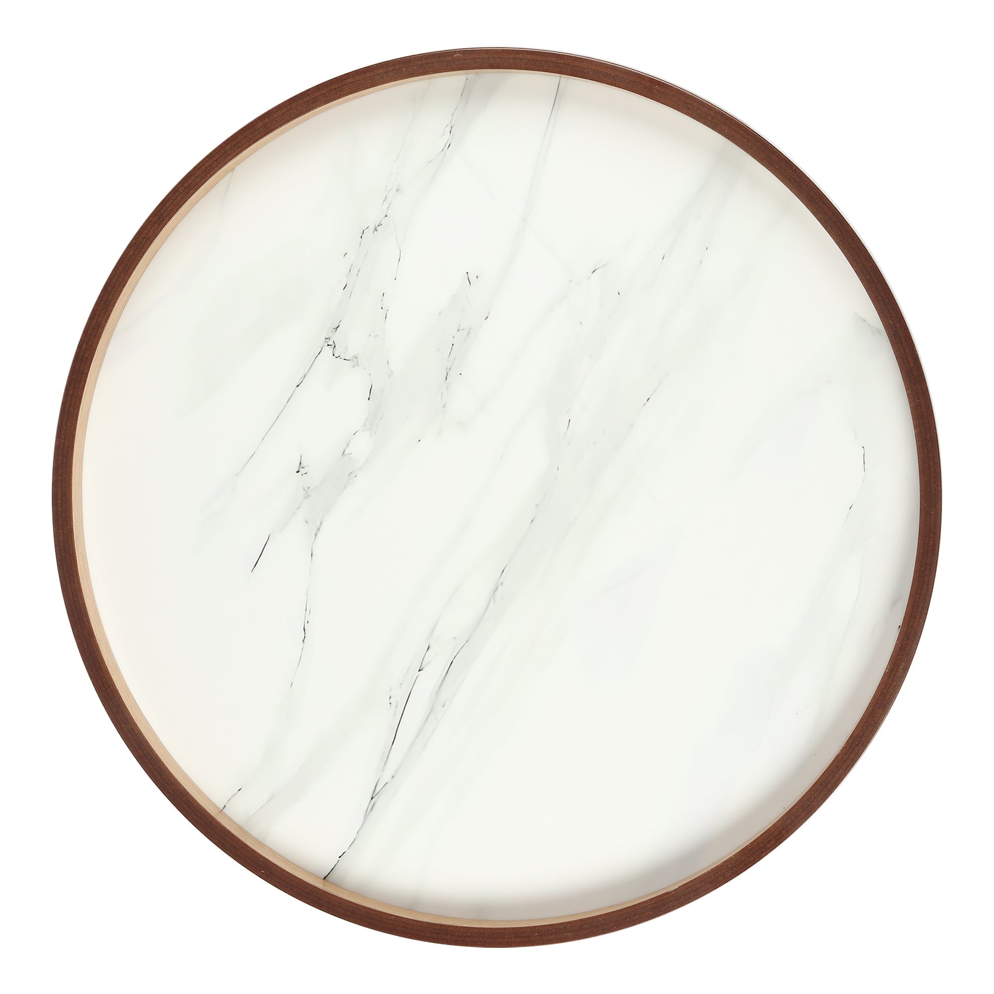 De Maison Decor Marwood Wooden Round Side Table Set of 2 - Brown Wood & White
