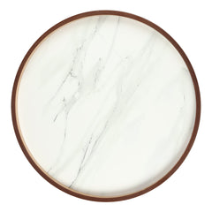 De Maison Decor Marwood Wooden Round Side Table Set of 2 - Brown Wood & White