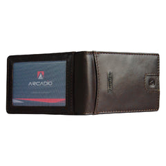 ARCADIO Money Clip Brown Soft Leather Bi-Fold RFID Protected Card Holder with Money Clipper Slim Wallet for Men Unique Birthday Anniversary Gift