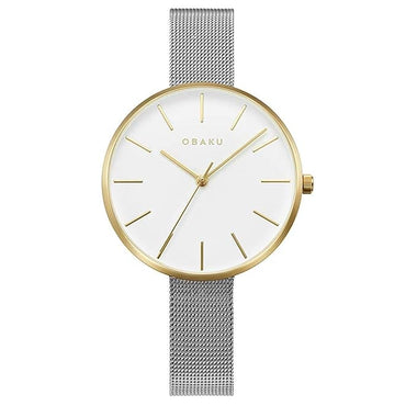 Obaku Mynte-Gold Bi Analouge White Round Dial Women's Watch -  V211LXGIMC