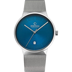 Obaku Hav Cyan Date  Blue Round Dial Men's Watch -  V200GDCLMC