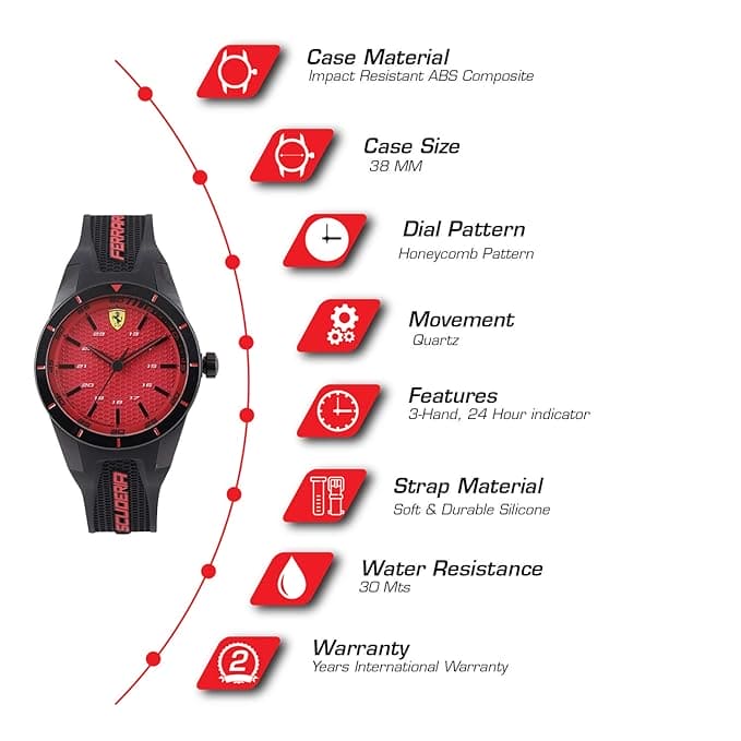 Scuderia Ferrari Redrev Quartz Red Round Dial Men's Watch - 870029