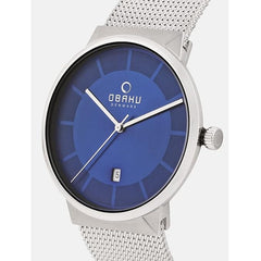 Obaku Hav Cyan Date  Blue Round Dial Men's Watch -  V200GDCLMC