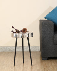 De Maison Decor Sawed Log Side Table - Silver