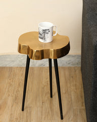 De Maison Decor Sawed Log Side Table - Gold