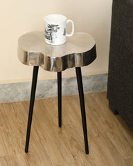 De Maison Decor Sawed Log Side Table - Silver