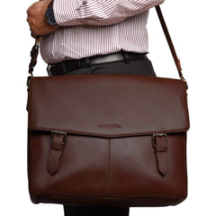 ALL ROUNDER Authentic Italian Leather Laptop Bag/Office Bag/Messenger Bag for Men and Women