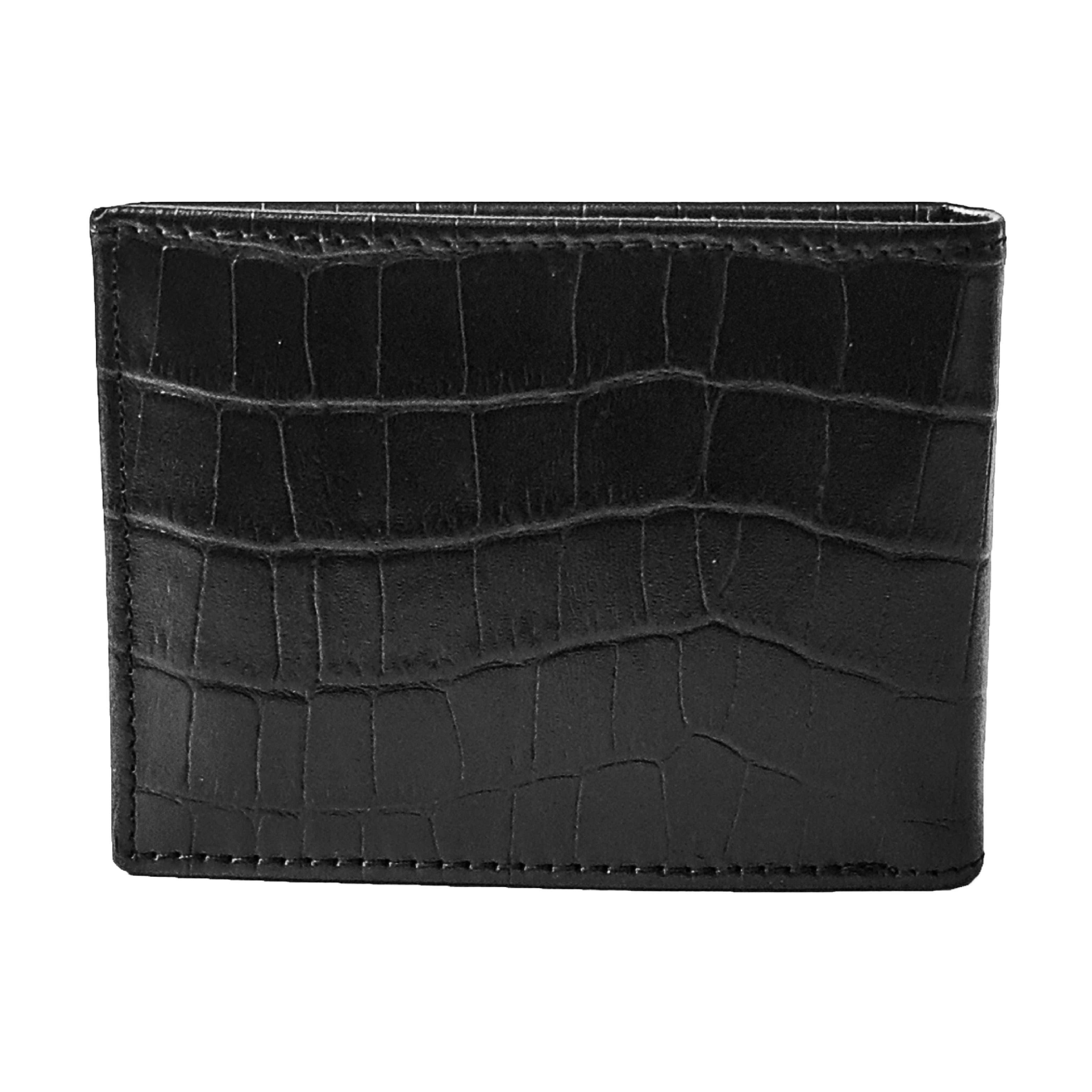 ARCADIO Men's Wallet Crock ‘N’ ROLL Bifold Black Croc Pattern Leather Wallet for Unique Birthday Anniversary Gift for Men Boy Love Husband Employees Clients