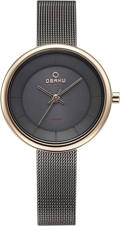 Obaku Lys Granite Solar Solar  Grey Round Dial Women's Watch -  V206LRVJMJ