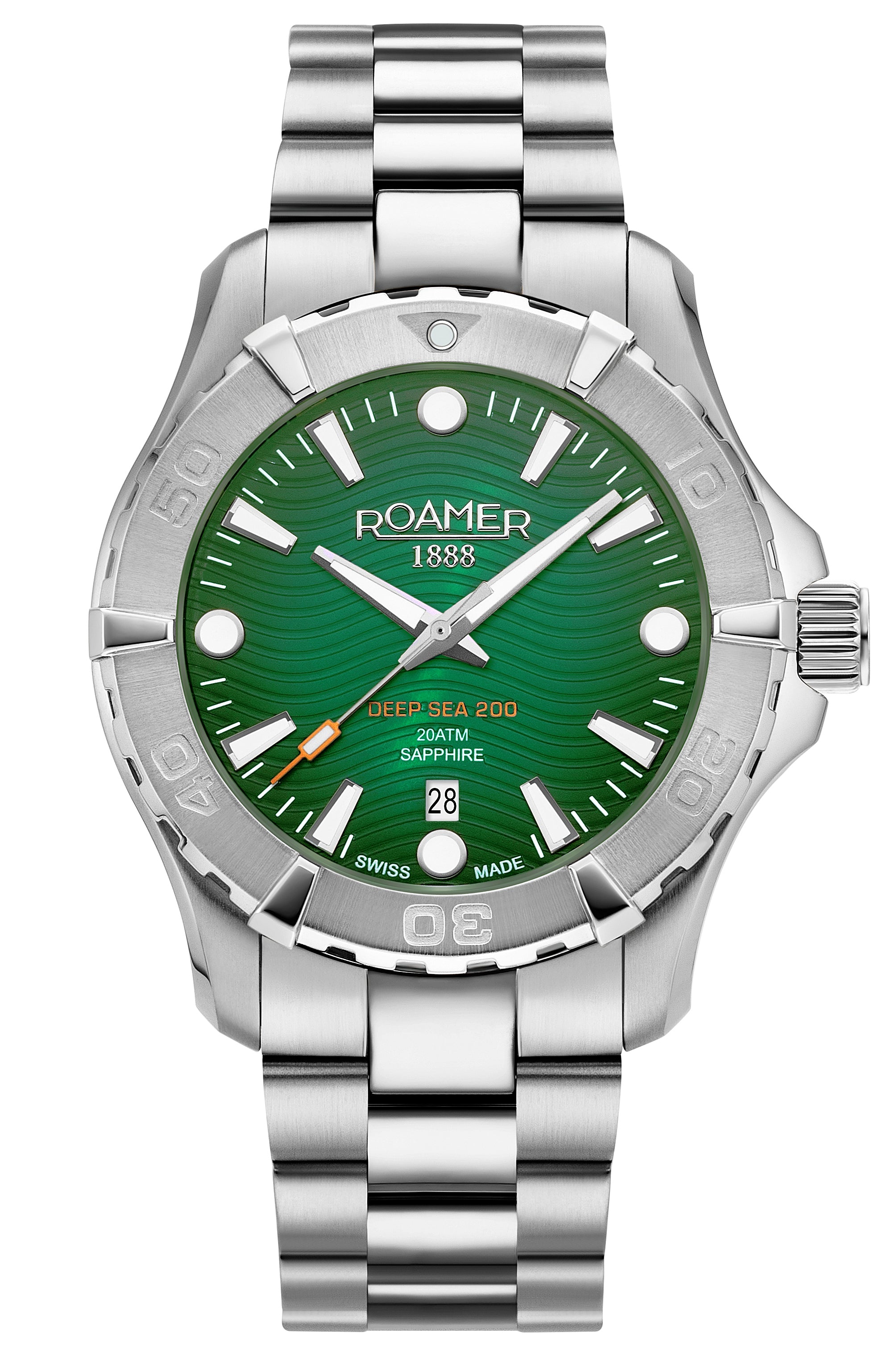 Roamer Deep Sea 200 Analog Green Pattern Round Dial Men's Watch - 860833 41 75 71