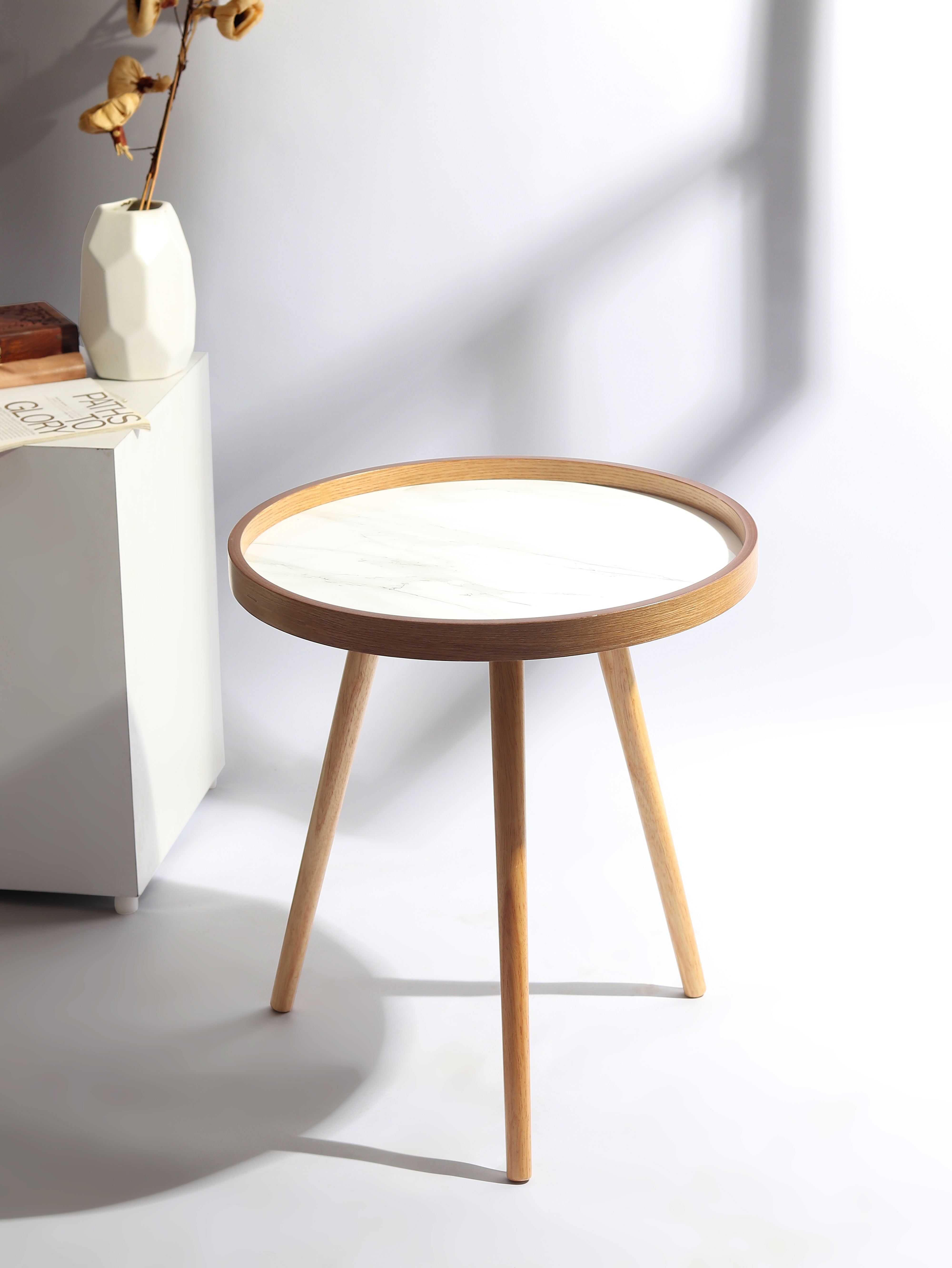 De Maison Decor Marwood Round Large Side Table - White 