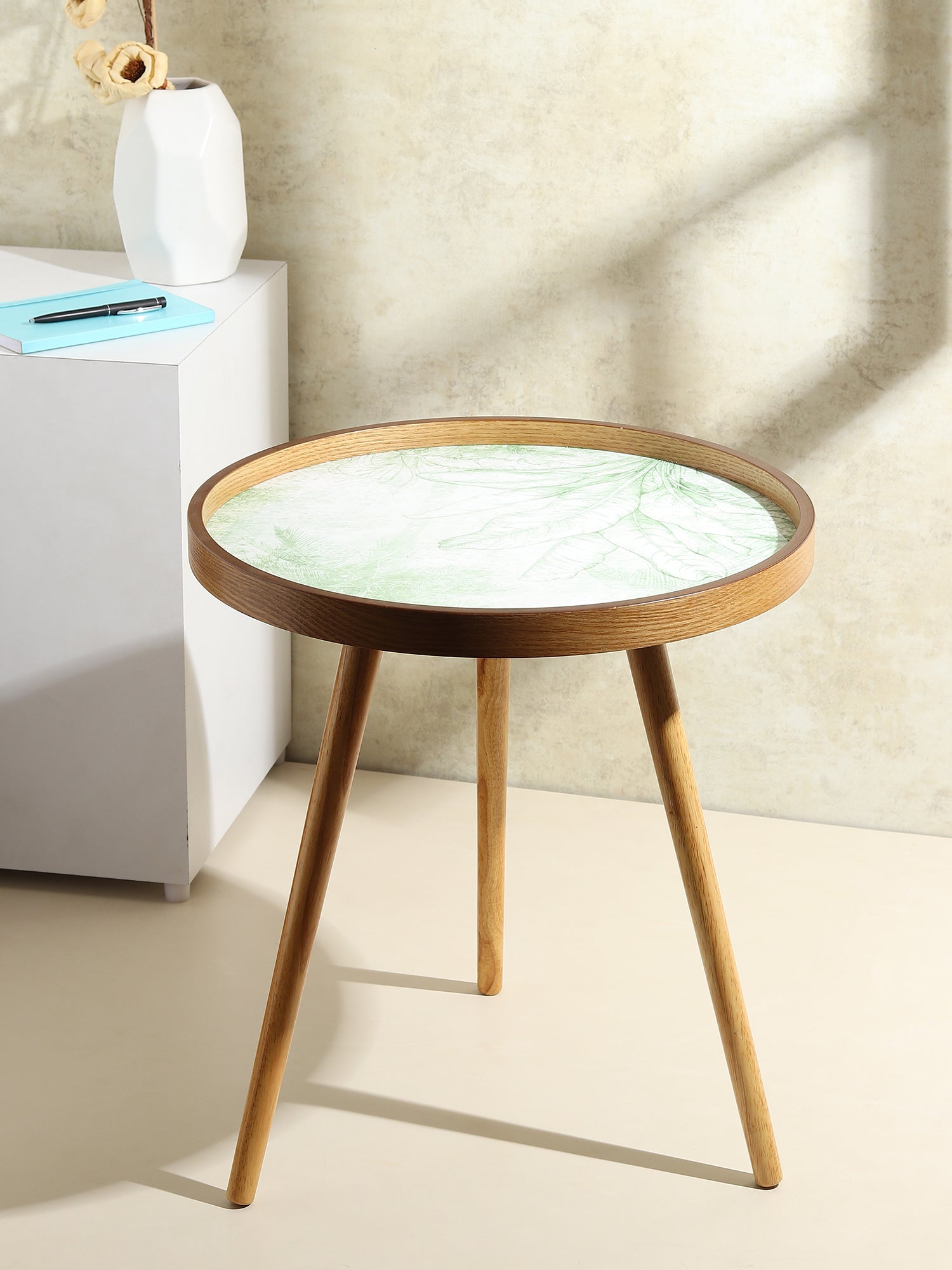 De Maison Decor The Grove wood Large Side Table -  Green 