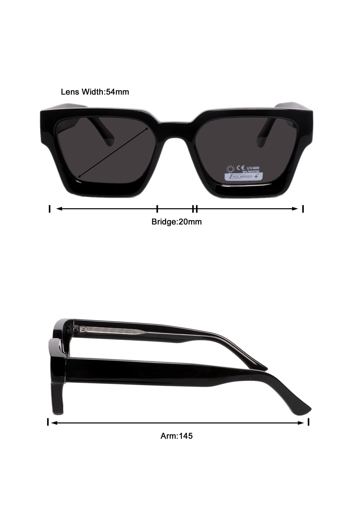 Jodykoes Legacy Square Sunglasses – UV400 Polarized - JK-SG-66510-BLACK