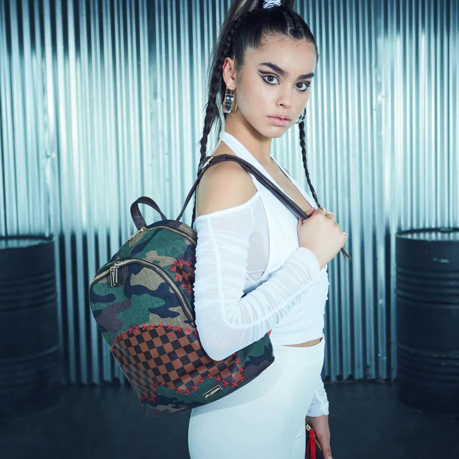 Sprayground Limited Edition Camo Shark Shape Check Savage Backpack For Unisex - 910B4320NSZ