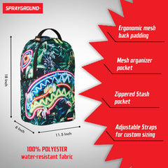 Sprayground Limited Edition Neon Shark Jungle DLXSR Backpack For Women - 910B5141NSZ